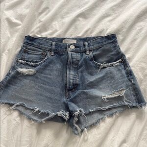 Moussy Blue Distressed Jean Shorts High-Waisted size 28